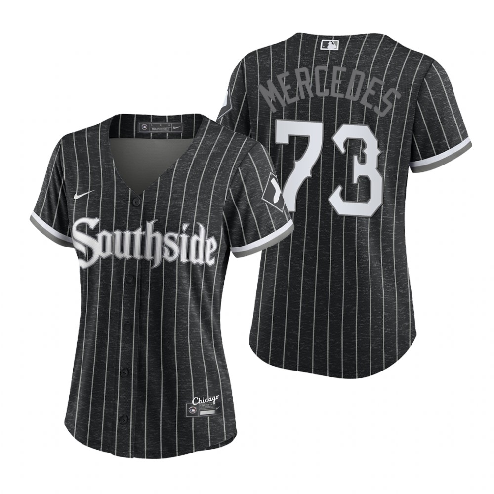 Womens Chicago White Sox #73 Yermin Mercedes Stitched Nike Black 2021 MLB City Connect Jersey
