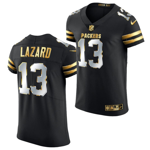 Mens Green Bay Packers #13 Allen Lazard Nike 2020-21 Black Golden Edition Jersey