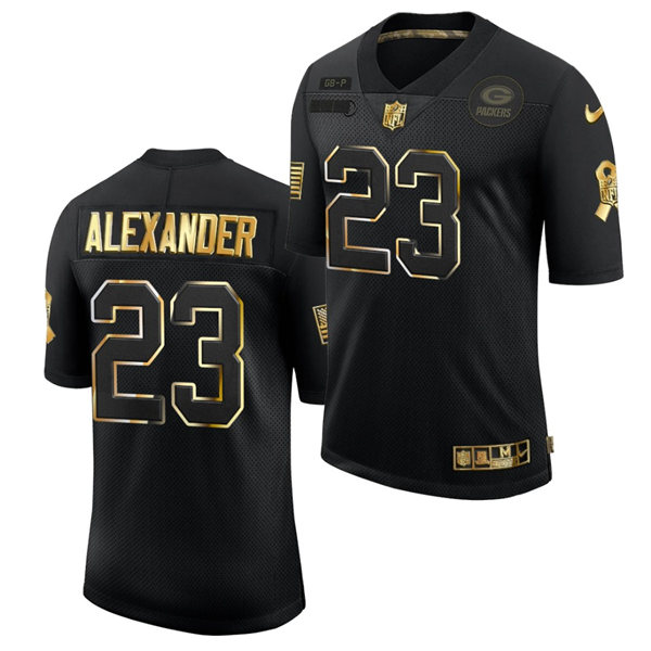 Mens Green Bay Packers #23 Jaire Alexander Nike 2020 Salute to Service Black Golden Limited Jersey