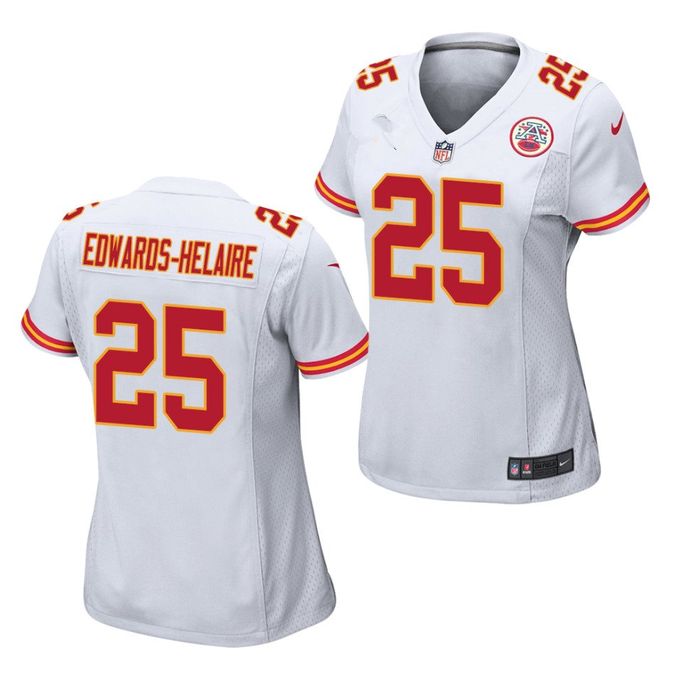 Womens Kansas City Chiefs #25 Clyde Edwards-Helaire Nike White Game Jersey