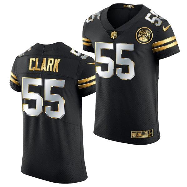 Mens Kansas City Chiefs #55 Frank Clark Nike 2020-21 Black Golden Edition Jersey