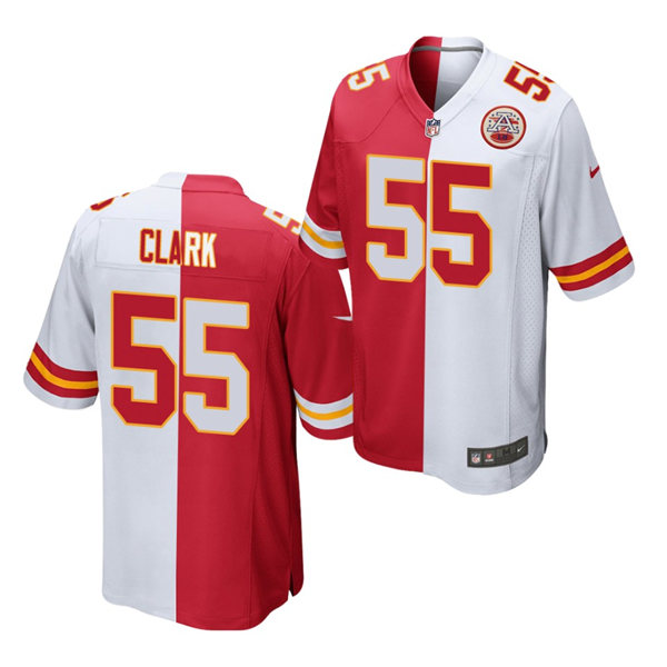 Mnes Kansas City Chiefs #55 Frank Clark Nike Red White Split Two Tone Jersey