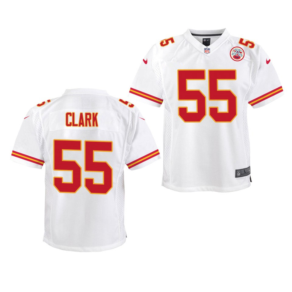 Youth Kansas City Chiefs #55 Frank Clark Nike White Game Jersey