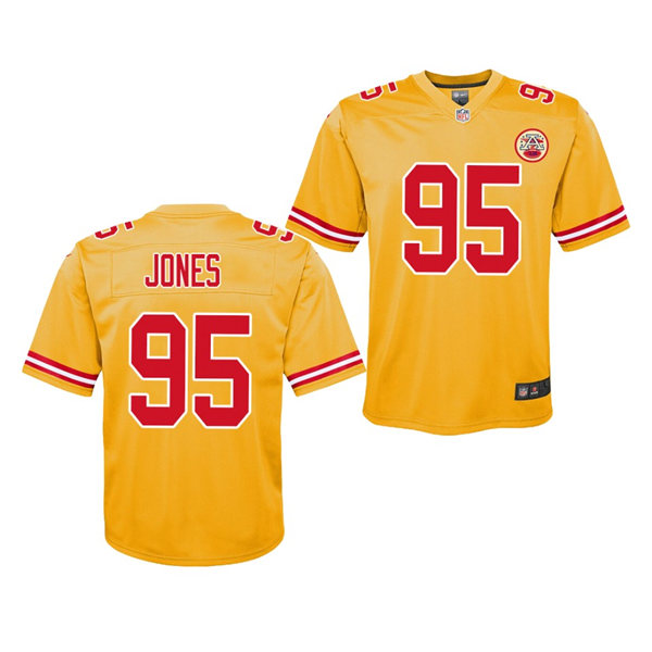 Youth Kansas City Chiefs #95 Chris Jones Nike Gold Inverted Legend Jersey