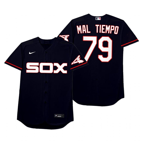 Mens Chicago White Sox #79 Jose Abreu Nike Navy 2021 Players' Weekend Nickname Mal Tiempo Jersey