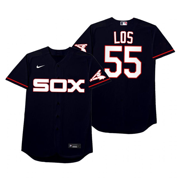Mens Chicago White Sox #55 Carlos Rodon Nike Navy 2021 Players' Weekend Nickname Los Jersey