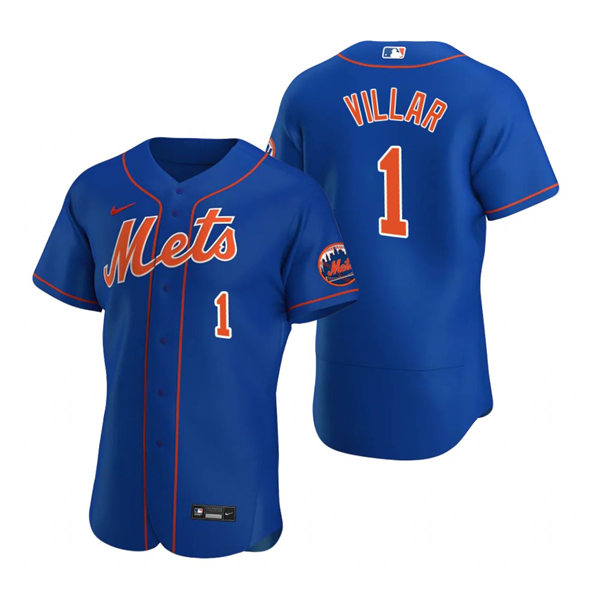 Mens New York Mets #1 Jonathan Villar Stitched Nike Royal Orange FlexBase Jersey