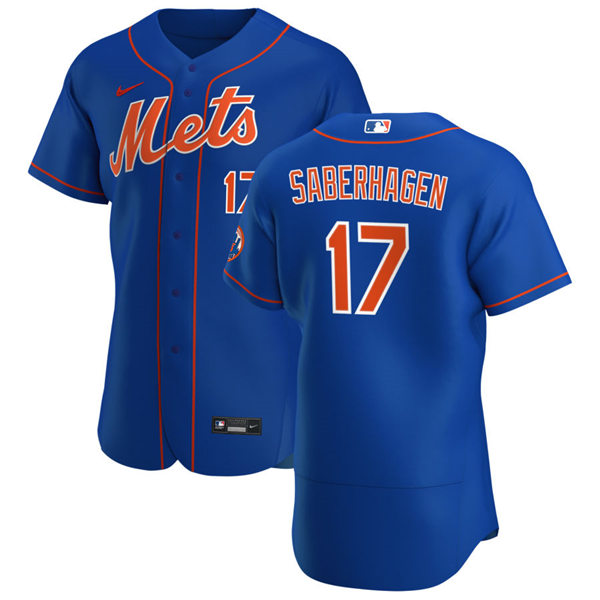 Mens New York Mets Retired Player #17 Bret Saberhagen Stitched Nike Royal Orange FlexBase Jersey