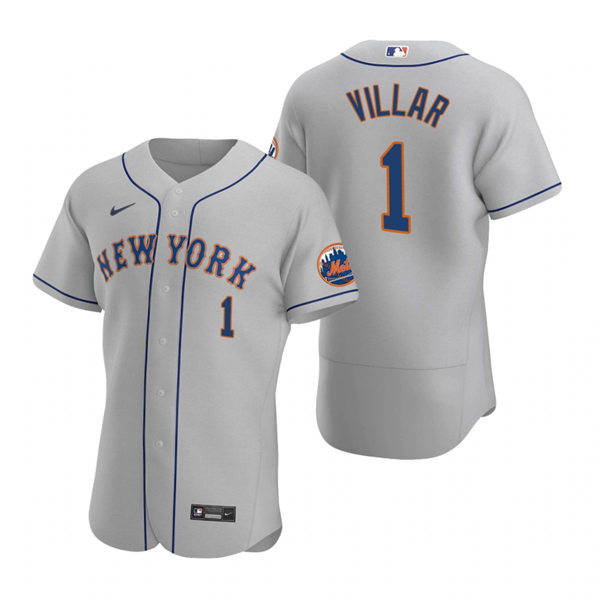 Mens New York Mets #1 Jonathan Villar Gray Road Stitched Nike MLB FlexBase Jersey
