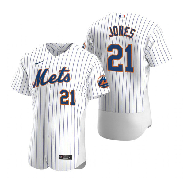 Mens New York Mets Retired Player #21 Cleon Jones Nike Home White Pinstripe FlexBase Jersey