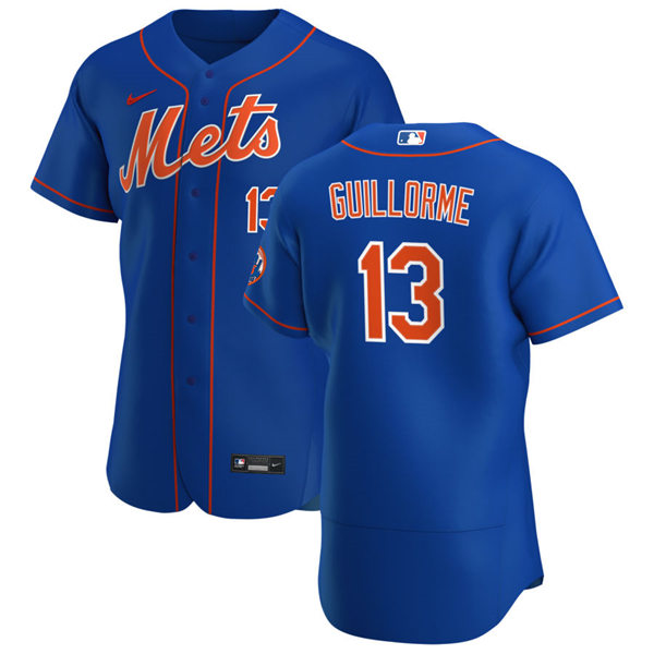 Mens New York Mets #13 Luis Guillorme Stitched Nike Royal Orange FlexBase Jersey