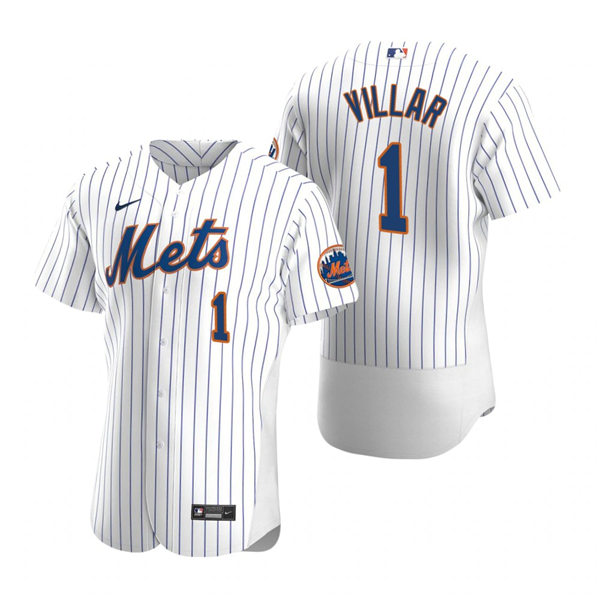 Mens New York Mets #1 Jonathan Villar Nike Home White Pinstripe FlexBase Jersey