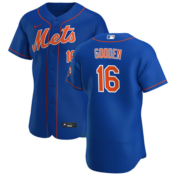 Mens New York Mets Retired Player #16 Dwight Gooden Stitched Nike Royal Orange FlexBase Jersey