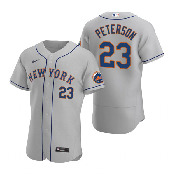 Mens New York Mets #46 David Peterson Gray Road Stitched Nike MLB FlexBase Jersey