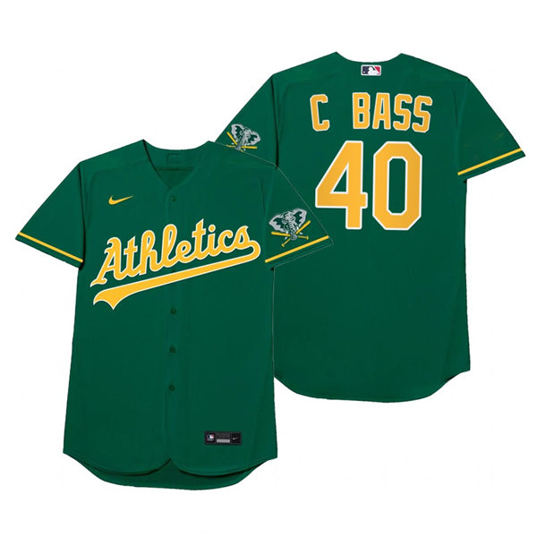 Mens Oakland Athletics #40 Chris Bassitt Nike Green 2021 Players' Weekend Nickname C Bass Jersey