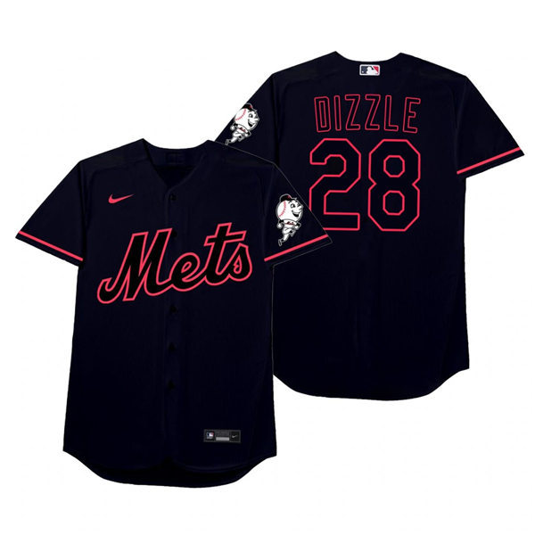 Mens New York Mets #28 J.D. Davis Nike Black 2021 Players' Weekend Nickname Dizzle Jersey