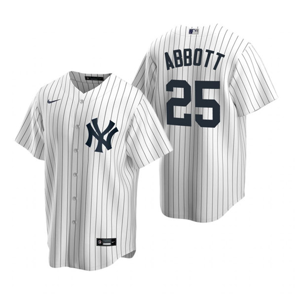 Mens New York Yankees Retired Player #25 Jim Abbott Nike White Home Cool Base Jersey