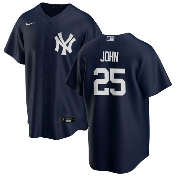 Mens New York Yankees Retired Player #25 Tommy John Nike Navy Alternate Cool Base Jersey