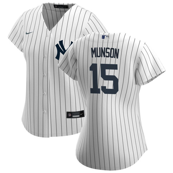 Womens New York Yankees Retired Player #15 Thurman Munson Nike White Home Cool Base Jersey