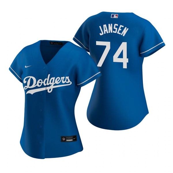 Womens Los Angeles Dodgers #74 Kenley Jansen Stitched Nike Royal Alternate Jersey