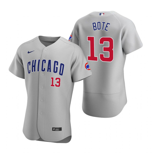 Mens Chicago Cubs #13 David Bote Nike Gray Road FlexBase Player Jersey