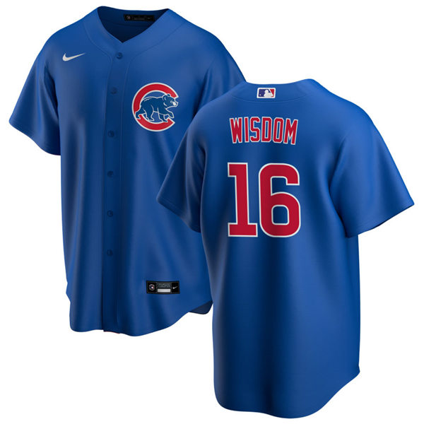 Mens Chicago Cubs #16 Patrick Wisdom Nike Royal Alternate CoolBase Player Jersey