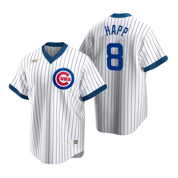 Mens Chicago Cubs #8 Ian Happ Nike White Pullover Cooperstown Baseball Jersey