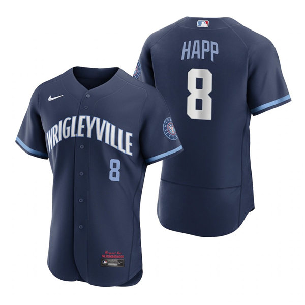 Mens Chicago Cubs #8 Ian Happ Nike Navy 2021 Chicago City Connect Jersey