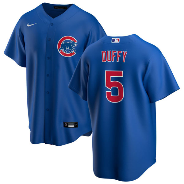 Mens Chicago Cubs #5 Matt Duffy Nike Royal Alternate Cool Base Player Baseball Jersey