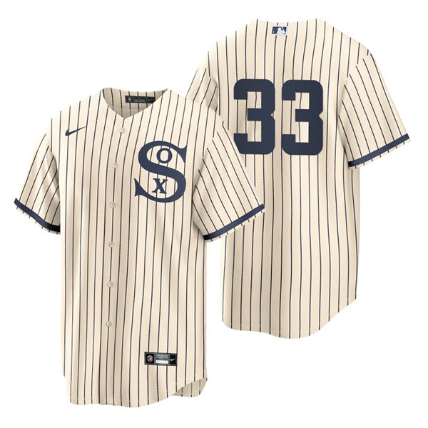 Mens Chicago White Sox #33 Lance Lynn Nike White PIN STRIPE 2021 Field of Dreams Jersey