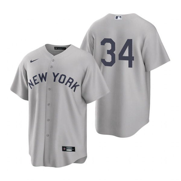 Mens New York Yankees #34 Justin Wilson Nike Gray 2021 Field of Dreams Jersey