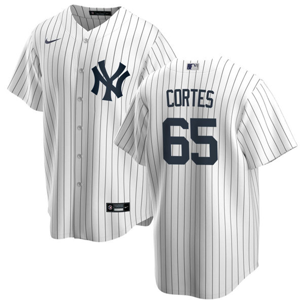 Mens New York Yankees #65 Nestor Cortes Jr.Nike White Home with Name Cool Base Jersey