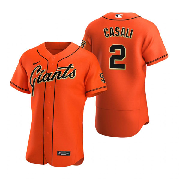 Mens San Francisco Giants #2 Curt Casali Nike Orange Alternate Flexbase Jersey