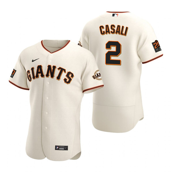 Mens San Francisco Giants #2 Curt Casali Nike Cream Home Flexbase Jersey