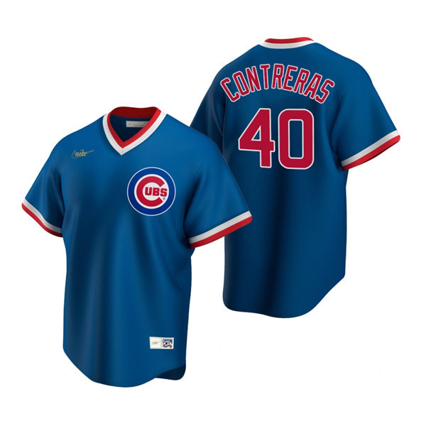 Mens Chicago Cubs #40 Willson Contreras Nike Royal Blue Pullover Cooperstown Baseball Jersey