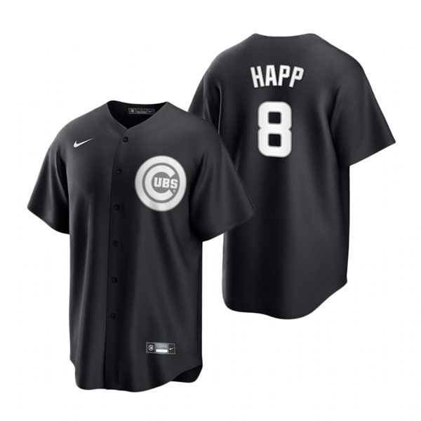 Mens Chicago Cubs #8 Ian Happ Nike 2021 Black Fashion Jersey