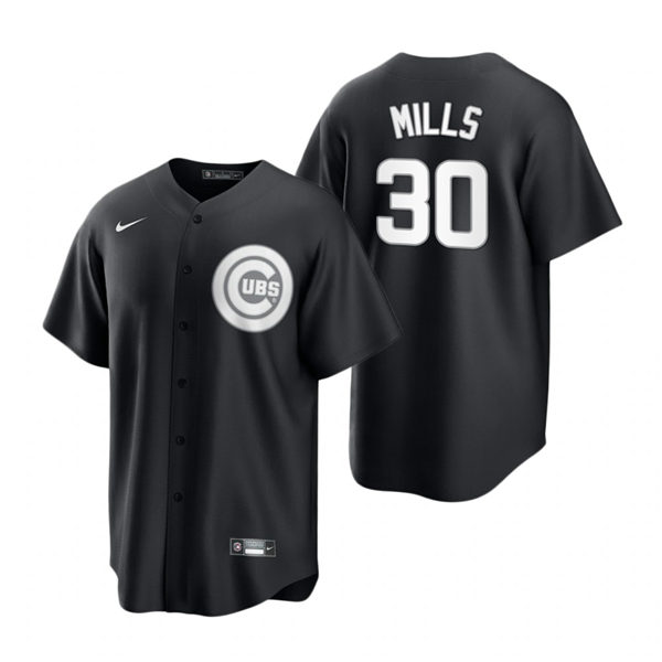 Mens Chicago Cubs #30 Alec Mills Nike 2021 Black Fashion Jersey