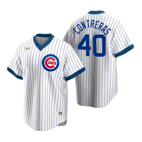 Mens Chicago Cubs #40 Willson Contreras Nike White Pullover Cooperstown Baseball Jersey