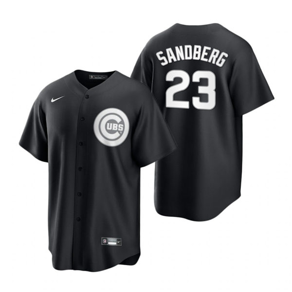 Mens Chicago Cubs #23 Ryne Sandberg Nike 2021 Black Fashion Jersey