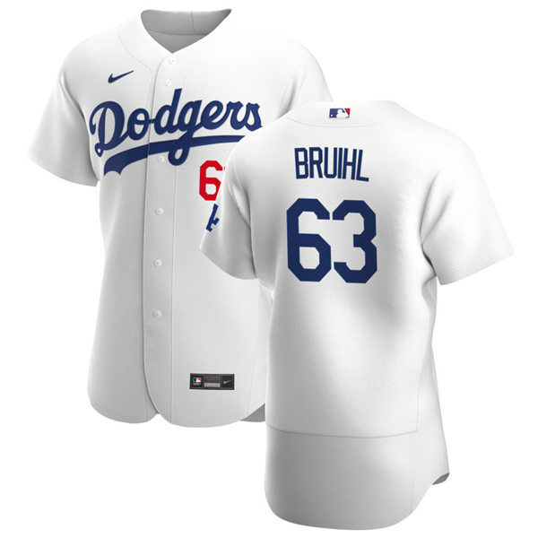 Mens Los Angeles Dodgers #63 Justin Bruihl Nike White Home FlexBase Jersey