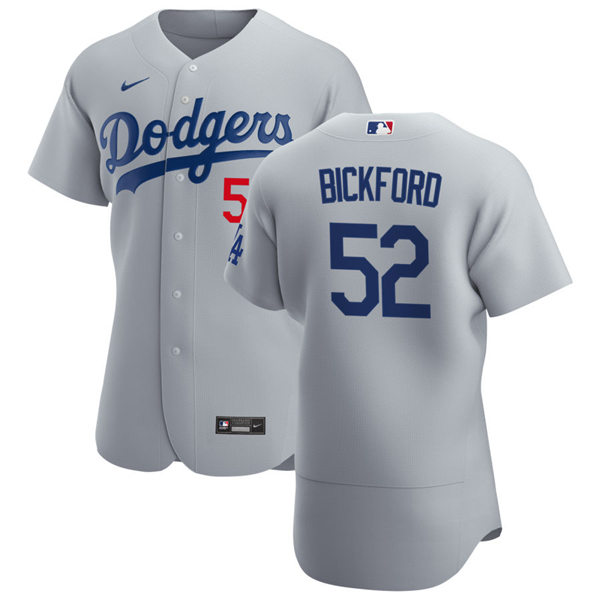Mens Los Angeles Dodgers #52 Phil Bickford Nike Grey Road FlexBase Jersey