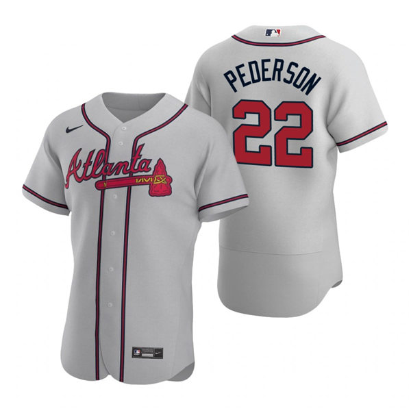 Mens Atlanta Braves #22 Joc Pederson Nike MLB Grey Away Cool Base Jersey