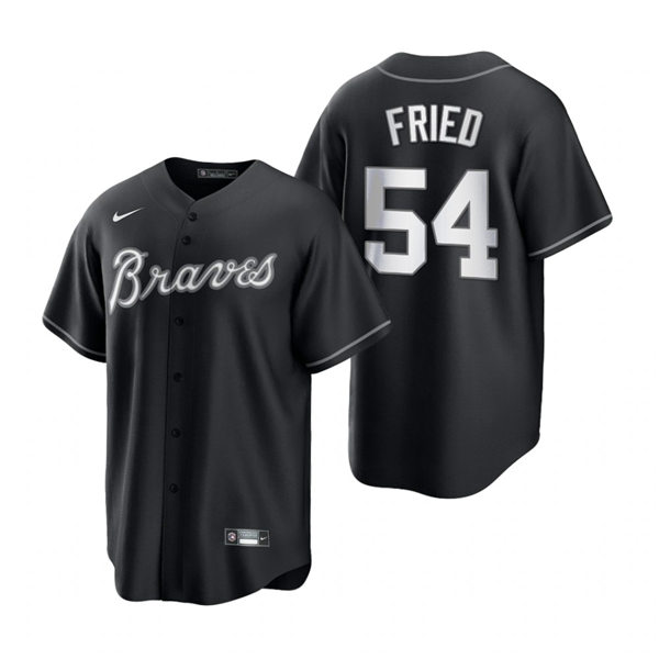 Mens Atlanta Braves #54 Max Fried Nike Stitched 2021 Black Fashion Jersey