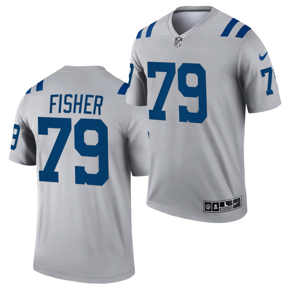 Mens Indianapolis Colts #79 Eric Fisher Nike Gray Inverted Legend Jersey
