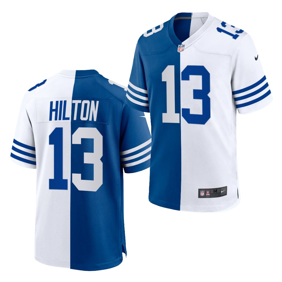 Mens Indianapolis Colts #13 T. Y. Hilton Nike Royal White Split Two Tone Jersey