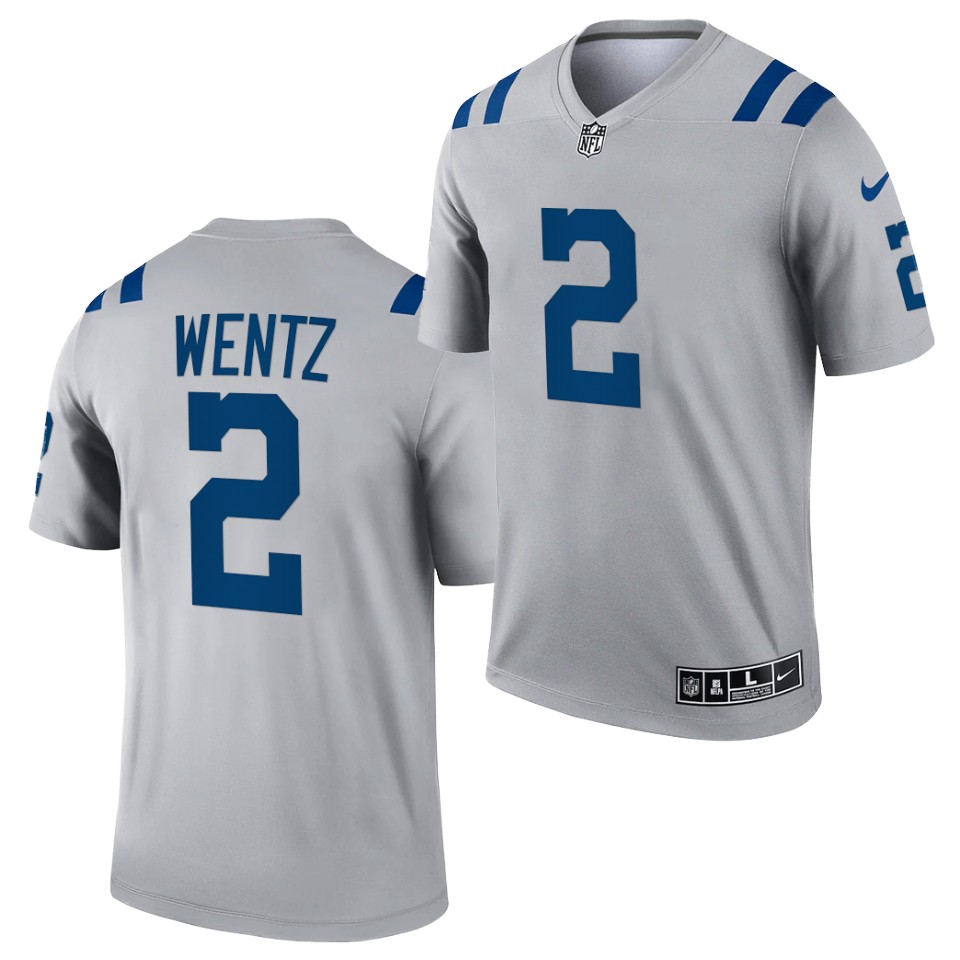 Mens Indianapolis Colts #2 Carson Wentz Nike Gray Inverted Legend Jersey