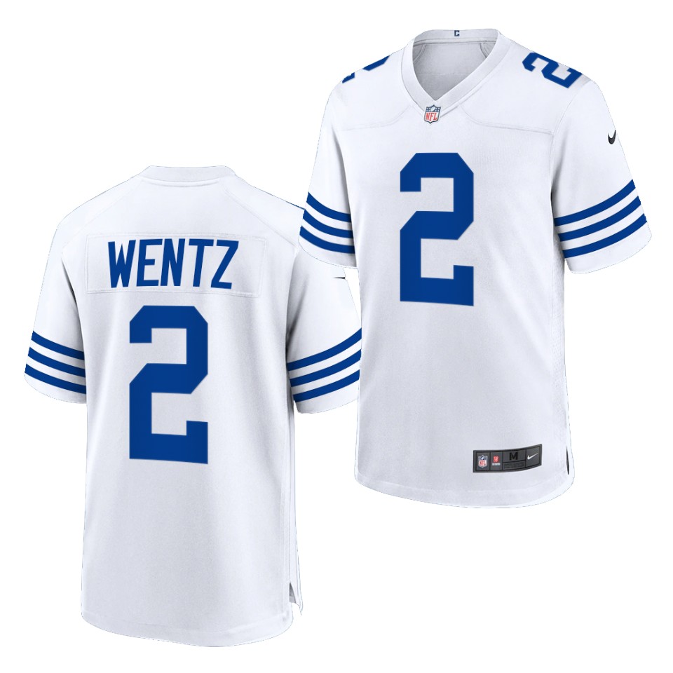 Mens Indianapolis Colts #2 Carson Wentz Nike White Alternate Retro Vapor Limited Jersey