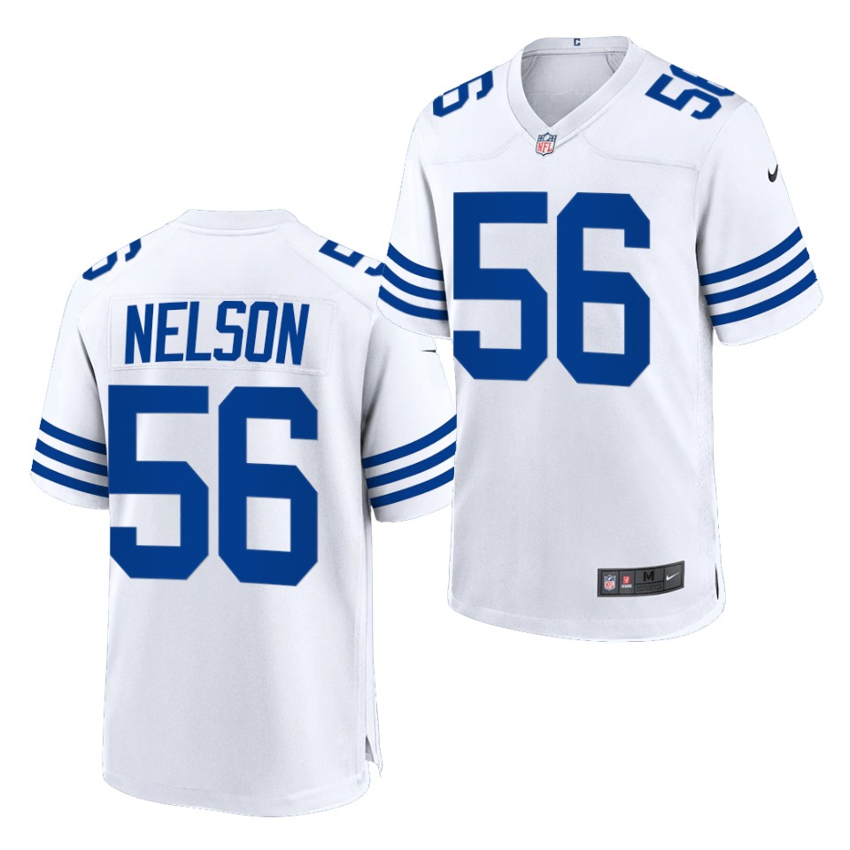Mens Indianapolis Colts #56 Quenton Nelson Nike White Alternate Retro Vapor Limited Jersey