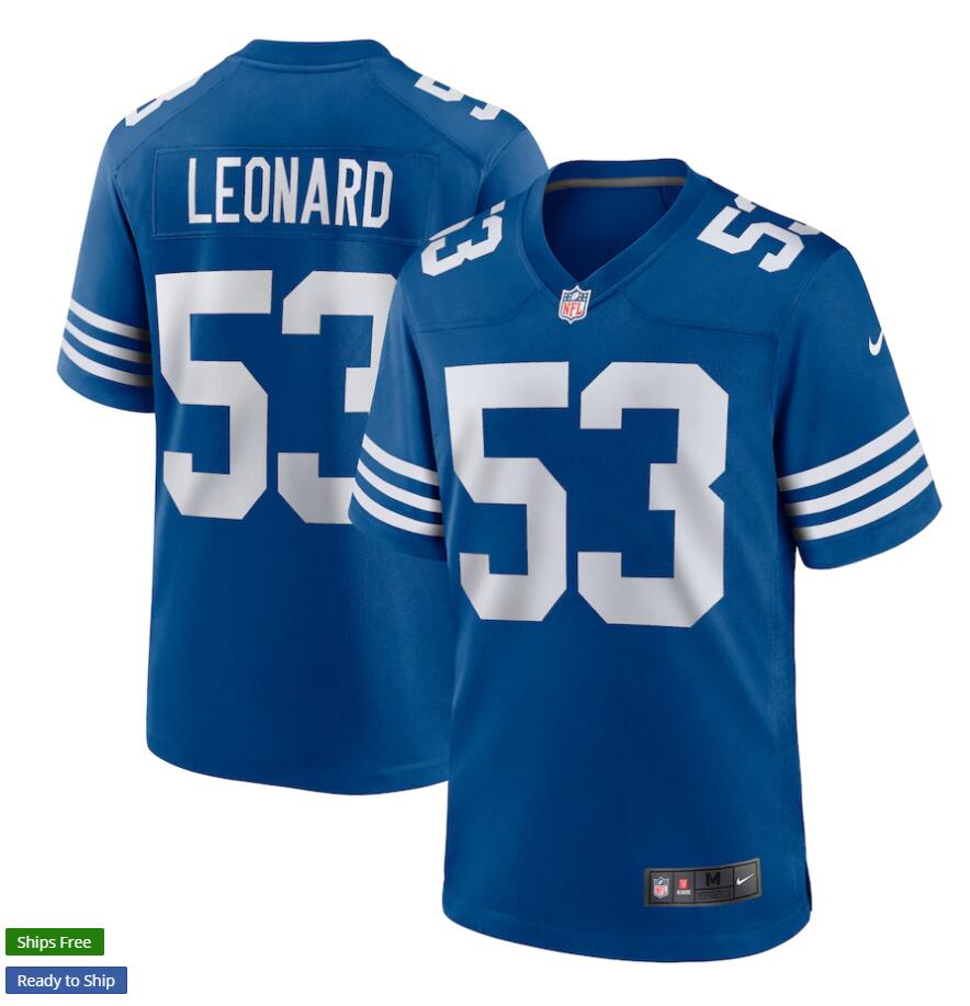 Mens Indianapolis Colts #53 Darius Leonard Nike Royal Alternate Retro Vapor Limited Jersey
