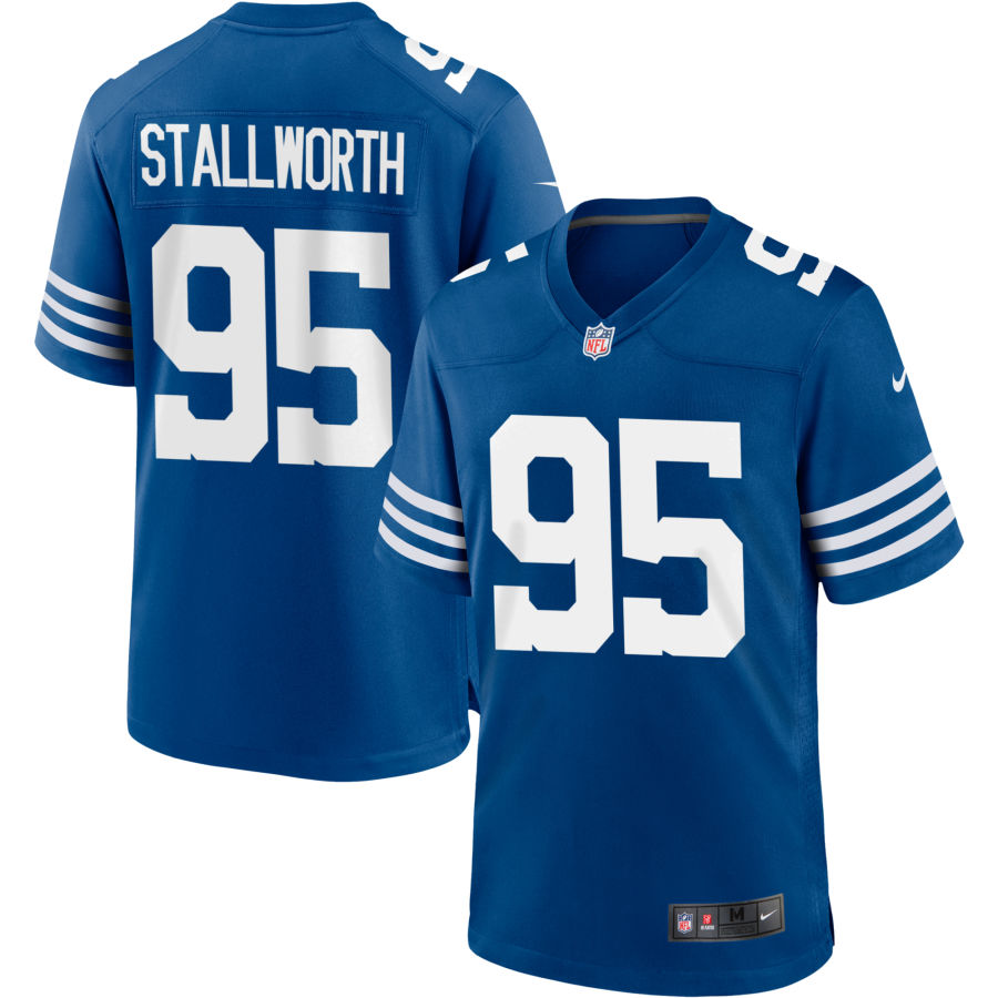 Mens Indianapolis Colts #95 Taylor Stallworth Nike Royal Alternate Retro Vapor Limited Jersey